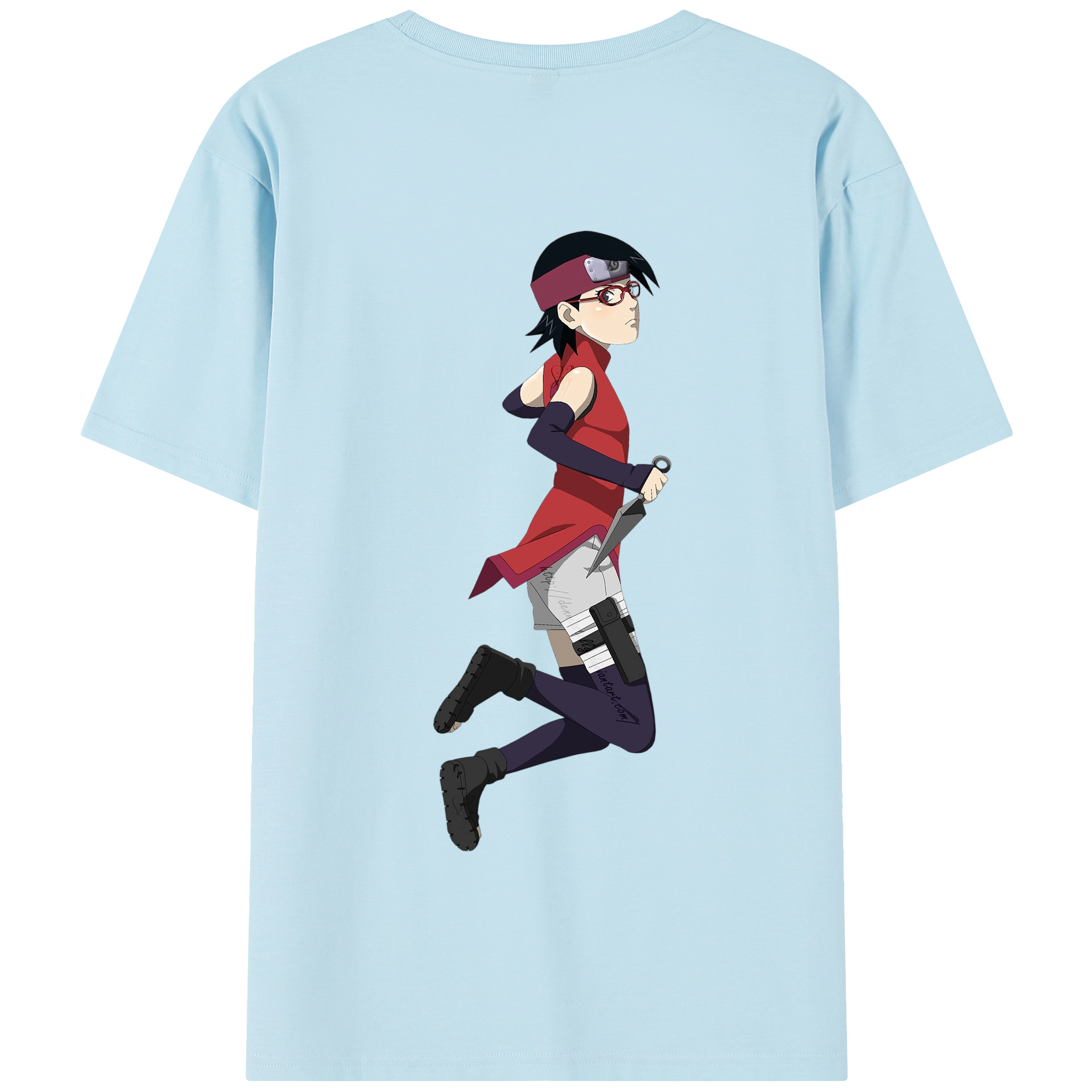 （画像用） NARUTO -ナルト- うちは サラダ Uchiha Sarada 綿100％半袖Tシャツ（背面プリント）